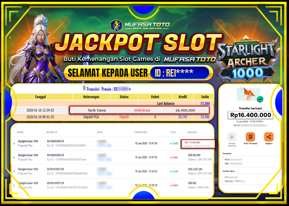 MUFASATOTO JACKPOT PRAGMATIC PLAY Rp 16.400.000 | LUNAS
